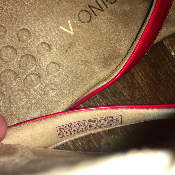 Vionic Orthaheel Mona Red Patent Flip Flop Thong Sandals Womens 8 W Classic - Picture 8 of 8